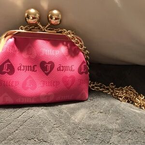 Juicy Couture Pink Heart Clutch with Gold Chain